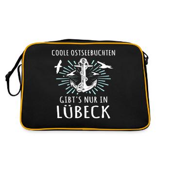Lübeck Hansestadt Luebeck - Retro Tasche - Schwarz/Gold - Hinten