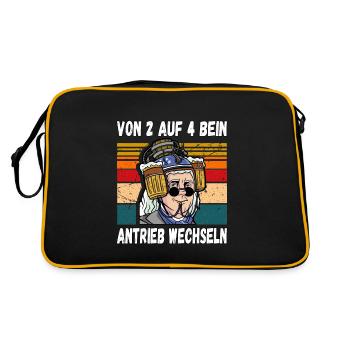 Von 2 auf 4 Bein Antrieb Wechseln Fun Trinkspruch - Retro Tasche - Schwarz/Gold - Hinten