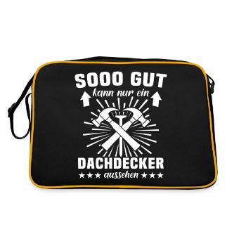 Dachdecker Dachdecken - Retro Tasche - Schwarz/Gold - Hinten