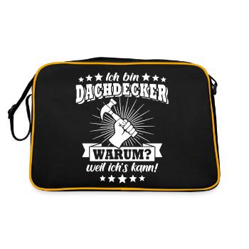 Dachdecker Dachdecken - Retro Tasche - Schwarz/Gold - Hinten