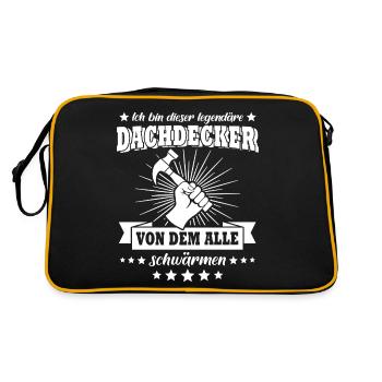 Dachdecker Dachdecken - Retro Tasche - Schwarz/Gold - Hinten