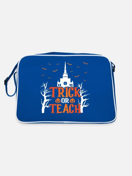 Chauves-souris citrouilles d’Halloween aigres-douces ou aigres - Sac Retro - bleu/blanc - Dos