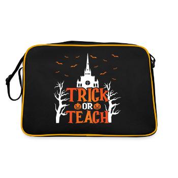 Süßes oder Saures Halloween Kürbis Fledermäuse - Retro Tasche - Schwarz/Gold - Hinten