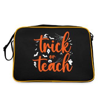 Süßes oder Saures Halloween Kürbis Fledermäuse - Retro Tasche - Schwarz/Gold - Hinten