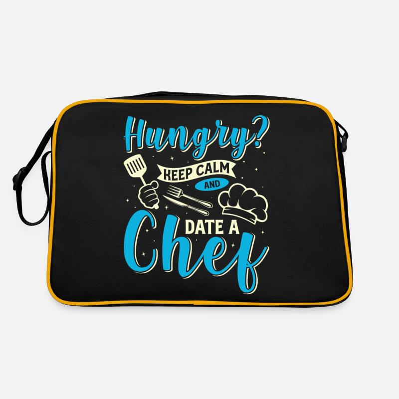 Hungrig Ruhe bewahren Koch Küche Kochen Kochmütze Retro Tasche