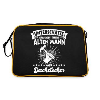 Dachdecker Dachdecken - Retro Tasche - Schwarz/Gold - Hinten