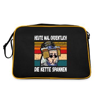Heute mal Ordentlich die Kette Spannen Witzig - Retro Tasche - Schwarz/Gold - Hinten