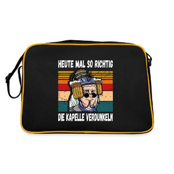Heute mal so Richtig die Kapelle Verdunkeln Witzig - Retro Tasche - Schwarz/Gold - Hinten