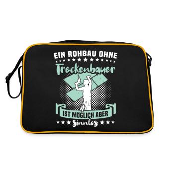 Trockenbauer Trockenbaumonteur Trockenbau - Retro Tasche - Schwarz/Gold - Hinten