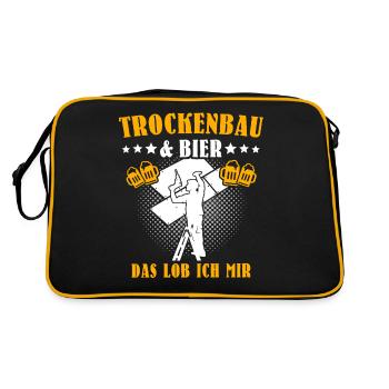 Trockenbauer Trockenbaumonteur Trockenbau - Retro Tasche - Schwarz/Gold - Hinten