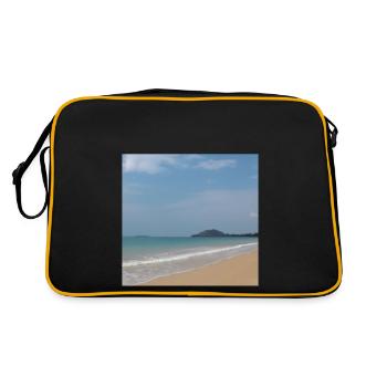 Beach with sea and blue sky - Retro Bag - black/gold - Back