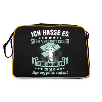 Trockenbauer Trockenbaumonteur Trockenbau - Retro Tasche - Schwarz/Gold - Hinten