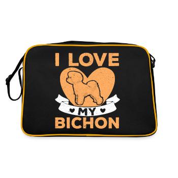 Bichon Frise Hundeliebhaber Hundezüchter Welpe Pfo - Retro Tasche - Schwarz/Gold - Hinten