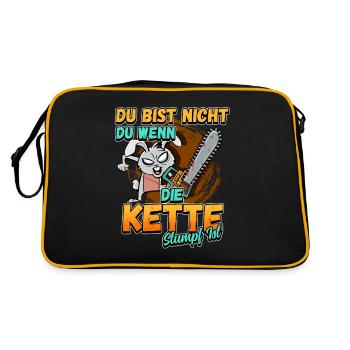 Du Bist Nicht Du Wenn Die Kette Stumpf Ist Förster - Retro Tasche - Schwarz/Gold - Hinten