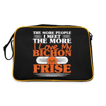 Bichon Frise Hundeliebhaber Hundezüchter Welpe Pfo - Retro Tasche - Schwarz/Gold - Hinten