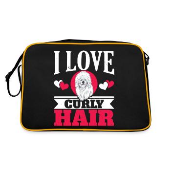 Ich liebe lockiges Haar Bichon Frise Hundeliebhabe - Retro Tasche - Schwarz/Gold - Hinten