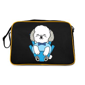 Bichon Frise Hundeliebhaber Hundezüchter Welpe Pfo - Retro Tasche - Schwarz/Gold - Hinten