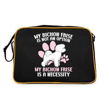 Bichon Frise Hundeliebhaber Hundezüchter Welpe Pfö - Retro Tasche - Schwarz/Gold - Hinten
