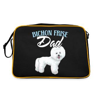 Bichon Frise Papa Hundeliebhaber Hundezüchter Welp - Retro Tasche - Schwarz/Gold - Hinten
