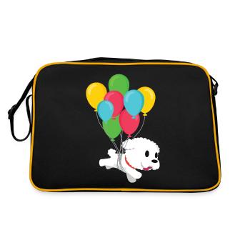 Bichon Frise Hundeliebhaber Hundezüchter Welpenpfo - Retro Tasche - Schwarz/Gold - Hinten