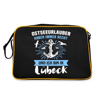 Lübeck Ostsee Lübecker Sprüche - Retro Tasche - Schwarz/Gold - Hinten