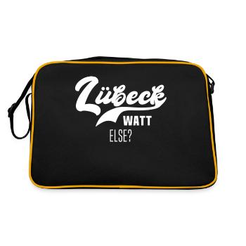 Lübeck Ostsee Lübecker Sprüche - Retro Tasche - Schwarz/Gold - Hinten