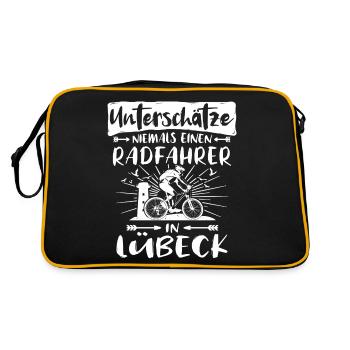 Lübeck Fahrradfahrer Lübecker Radfahrer - Retro Tasche - Schwarz/Gold - Hinten