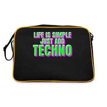 Raver Techno Trance Rave Hardtekk - Retro Tasche - Schwarz/Gold - Hinten