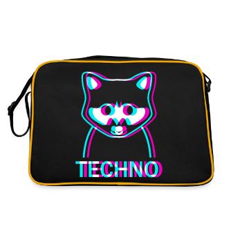 Raver Techno Waschbär Hardtekk Rave - Retro Tasche - Schwarz/Gold - Hinten