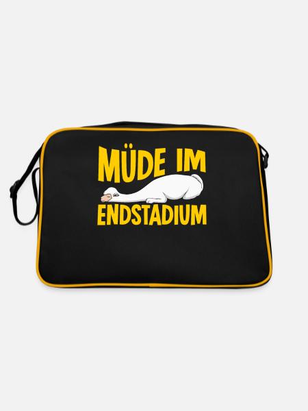Alpakas Schlafshirt müde Alpaka - Retro Tasche - Schwarz/Gold - Hinten