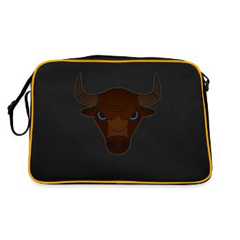 Landwirt Rind Tierkopf Motiv Aufdruck mit Stier - Retro Tasche - Schwarz/Gold - Hinten
