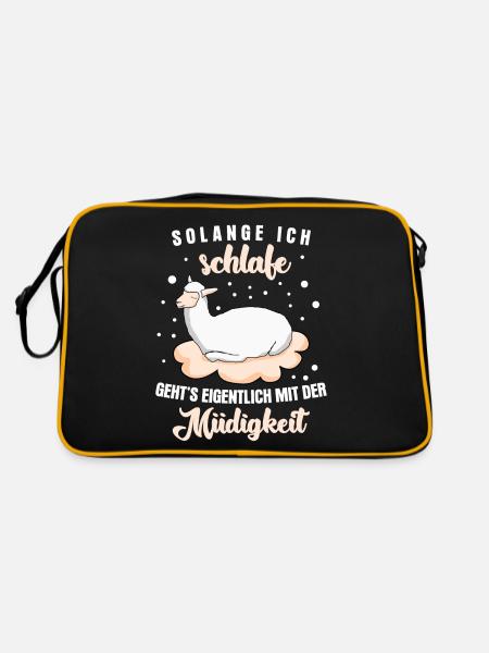 Alpakas Schlafshirt Alpaka - Retro Tasche - Schwarz/Gold - Hinten