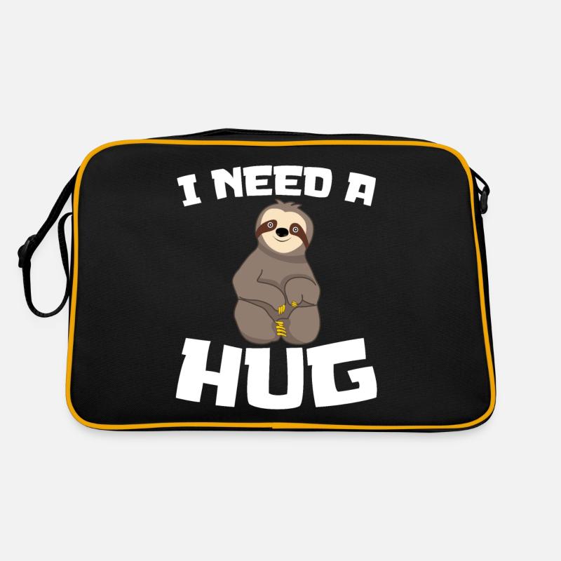 Sloth Free Hugs Underhugged Hug me - Retro Tasche - Schwarz/Gold