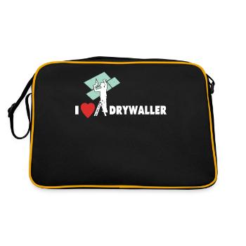 I Love Trockenbau Liebe Trockenbauer - Retro Tasche - Schwarz/Gold - Hinten