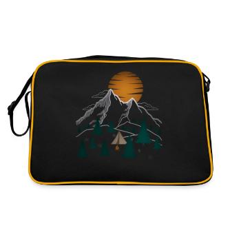Camping in den Bergen - Retro Tasche - Schwarz/Gold - Hinten