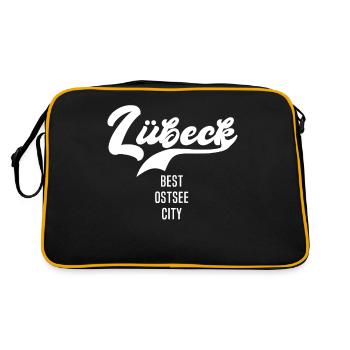 Lübeck Ostsee Sprüche Lübecker - Retro Tasche - Schwarz/Gold - Hinten