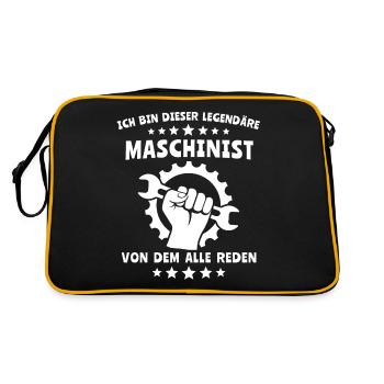 Maschinist Maschinisten - Retro Tasche - Schwarz/Gold - Hinten