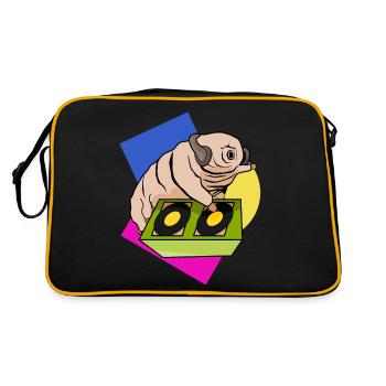 Tardigrade Party DJ Techno Wasserbär - Retro Tasche - Schwarz/Gold - Hinten
