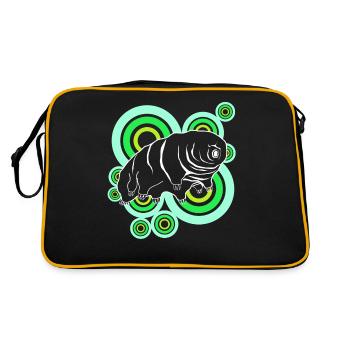 Tardigrade Retro Bärtierchen Wasserbär - Retro Tasche - Schwarz/Gold - Hinten