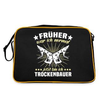 Trockenbauer Trockenbaumonteur Trockenbau - Retro Tasche - Schwarz/Gold - Hinten
