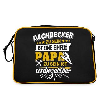 Dachdecker Papa Dachdecken Papas - Retro Tasche - Schwarz/Gold - Hinten