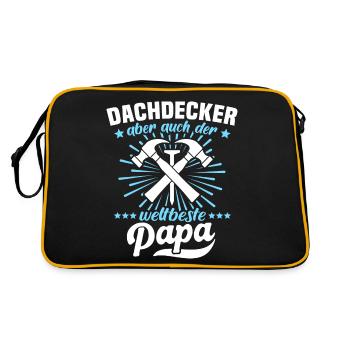 Dachdecker Papa Dachdecken Papas - Retro Tasche - Schwarz/Gold - Hinten