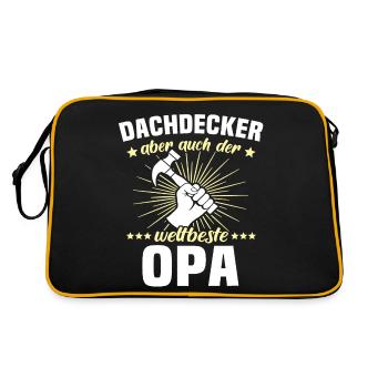 Papa Dachdecker Vater Dachdecken - Retro Tasche - Schwarz/Gold - Hinten