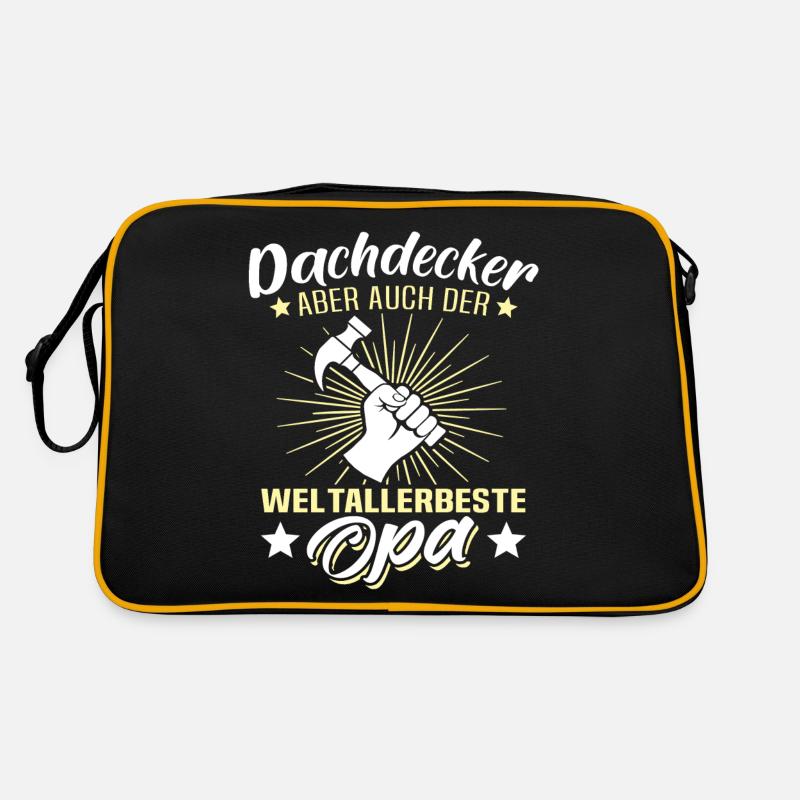 Dachdecker Opa Dachdecken Opas - Retro Tasche - Schwarz/Gold