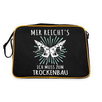 Trockenbauer Sprüche Trockenbau - Retro Tasche - Schwarz/Gold - Hinten