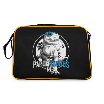 Geschenk Beste Papuan Dinosaurier Vatertag - Retro Tasche - Schwarz/Gold - Hinten