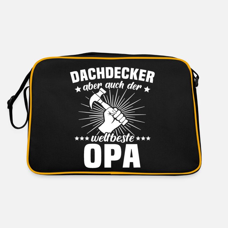 Dachdecker Opa - Retro Tasche - Schwarz/Gold