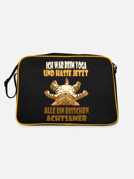 Ich war beim Yoga und hasse jetzt alles Tiger - Retro Tasche - Schwarz/Gold - Hinten