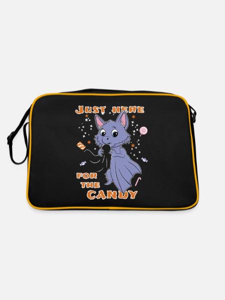 Fledermaus Halloween Lustig - Retro Tasche - Schwarz/Gold - Hinten