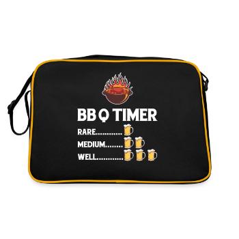 BBQ Timer Barbecue Beer Steak Grill Funny Grilling - Retro Bag - black/gold - Back